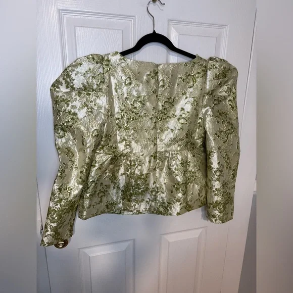 Hyacinth House Green Jacquard Bridgerton Blouse – Size Medium | Brocade NWT - Picture 10 of 14